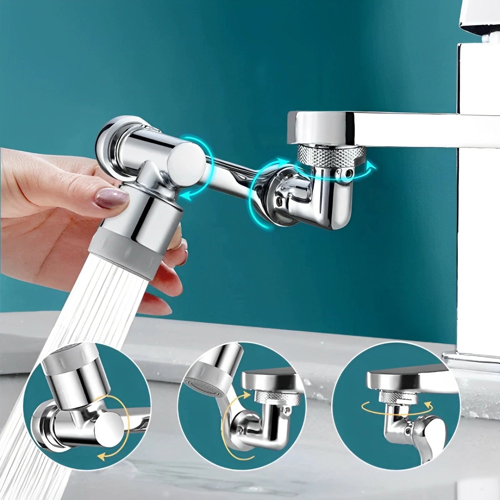 Fixation de robinet rotative à 1080 degrés, extension de robinet flexible,  robinet d'extension multifonctionnel avec