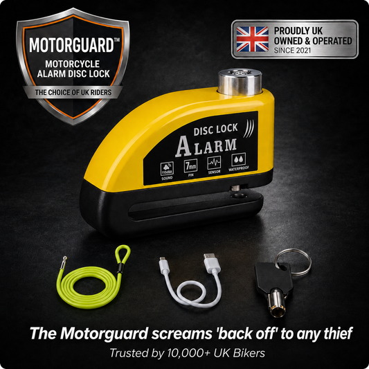 MotoGuard™ – 120dB Alarm Disc Lock