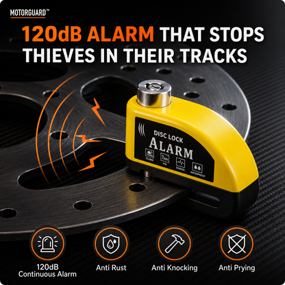 MotorGuard™ – 120dB Alarm Disc Lock