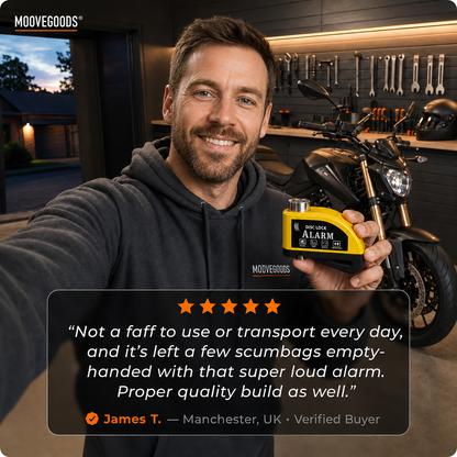 MotorGuard™ – 120dB Alarm Disc Lock